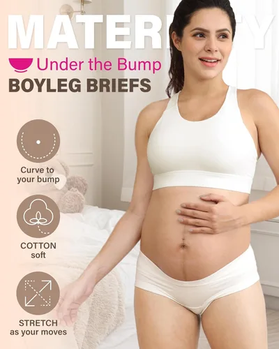 Vista 2 de Intimate Portal Ropa Interior de Maternidad de Algodón para Embarazo Posparto Calzones Debajo del Vientre Estilo Boyshort