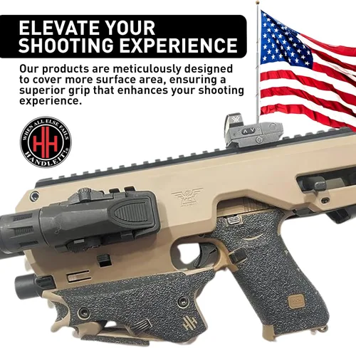 Vista 3 de Handleitgrips Cinta de agarre para pistola compatible con MCK Roni para Glock 17 y 19 Gen 2 – Cinta de agarre de pistola de goma texturizada negra