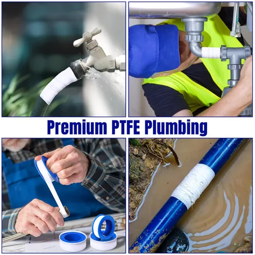 Vista 7 de Pushglossy 100 rollos de cinta de PTFE de 1/2 x 520 pulgadas, sellador impermeable, cinta de plomería para cabezal de ducha, reparación de sellado
