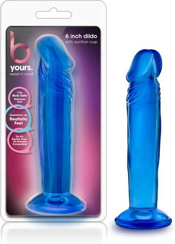 Blush B Yours Sweet n Small - Consolador realista de 6 pulgadas con ventosa - Azul - Pene del punto G para pegging, estimulación anal y vaginal -