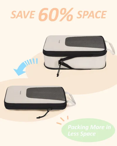 Vista 4 de BAGSMART Cubos de compresión para viajes, juego de 6 cubos de embalaje de viaje para maletas, bolsas organizadoras de maleta de compresión