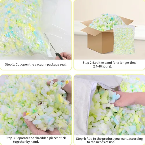 Vista 4 de Jecqbor Relleno de espuma viscoelástica triturada de 5 libras para puf, relleno de puf de alta densidad, relleno de espuma viscoelástica de alta