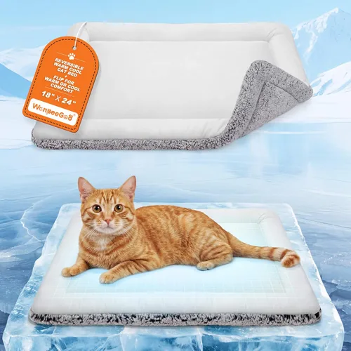 Vista 4 de Self Warming Cat Bed, Reversible Warming Cooling Cat Bed, Winter Warm Cats Pad & Summer Cooling Cats Mat, Soft Pet Mat for Kitty & Small Dogs, Dark