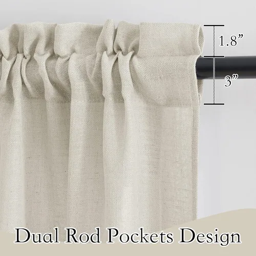 Vista 67 de RYB HOME Cortinas Cortas de Lino con Cenefas Swag - Niveles Semitransparentes para la Parte Superior de Ventanas, Decoración del Hogar con Filtrado