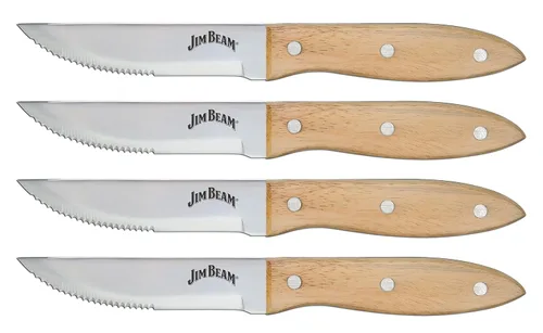 Jim Beam Steak Knife Set (4 Pack), JB0165, 10", Brown