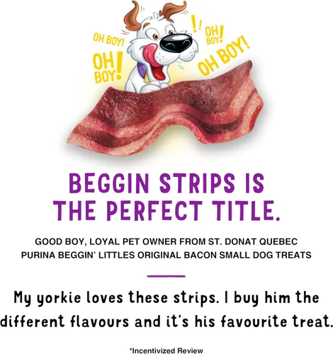 Vista 7 de Purina Beggin' Con golosinas de carne real para perros, tamaño divertido original con sabor a tocino, bolsa de 25 onzas