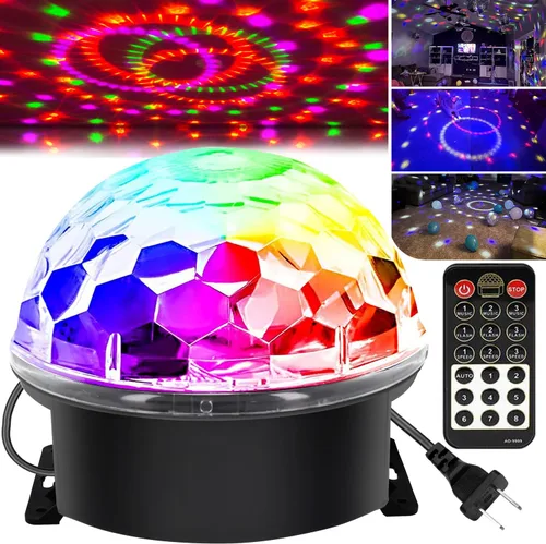 Vista 10 de memzuoix Paquete de 2 mini luces de bola de discoteca portátiles para fiesta, luz estroboscópica RGB DJ con control remoto y cable USB, luces