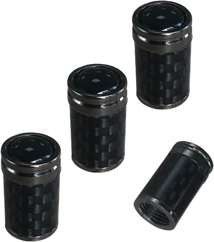 Vista 12 de Ziciner 4 piezas de cubiertas de tapones de válvula de neumático, tornillos de cubierta de tapón de aire de rueda de carbono para llantas de auto