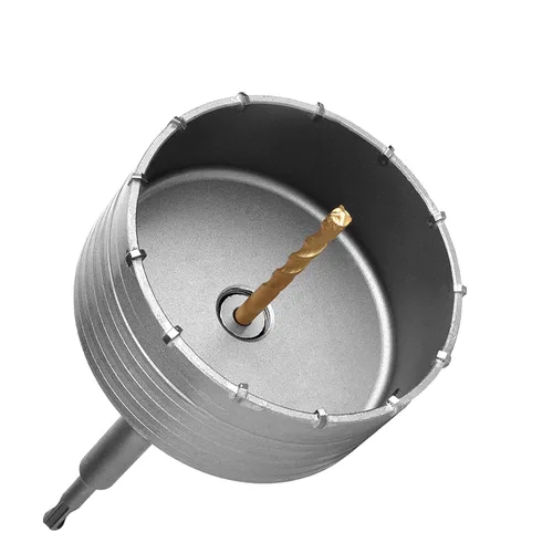 Vista 2 de Sierra de agujero de hormigón de 1.378 in, con vástago SDS Plus de 7.874 in y dientes de aleación de tungsteno, broca de sierra de pared de 1.3