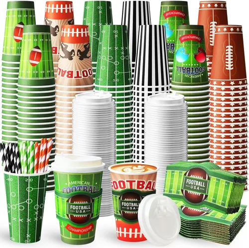 Vista 15 de Jingmore 48 juegos de tazas de café de papel desechables de 16 onzas con tapas, fundas para pajitas, vasos de papel para bebidas frías calientes
