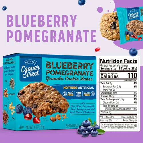 Vista 2 de Cooper Street Cookies Chewy Granola Bakes Blueberry Granate (arándano granada, 36 unidades)