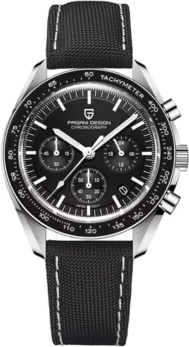 Pagani Design 1701 Reloj para hombre, cronógrafo, movimiento de cuarzo japonés VK63, pulsera de acero inoxidable, resistente al agua hasta 330 pies