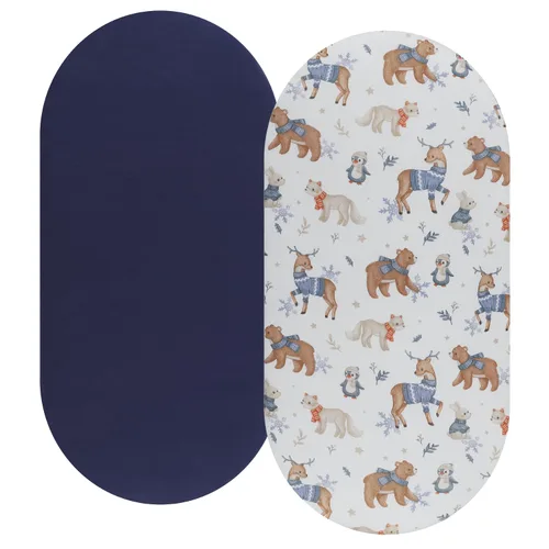 Vista 28 de Juego de sábanas de moisés, paquete de 2 sábanas bajeras ajustadas, elásticas ultra suaves, para colchón de cuna rectangular ovalada de reloj