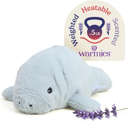 warmies Manatee - Peluches juveniles para microondas y pesados, peluche térmico para calidez y comodidad, lindos juguetes de felpa suave para