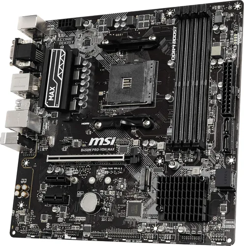 Vista 6 de MSI ProSeries AMD Ryzen 2ª y 3ª generación AM4 M.2 SATA 6Gb/s USB 3 DDR4 D-Sub DVI HDMI Micro-ATX placa base (B450M PRO-VDH Max)