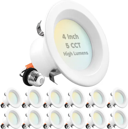 Vista 11 de LUXRITE Luces LED empotrables de 4 pulgadas, 14 W = 75 W, 5 opciones de color 2700K-5000K, 950 lúmenes, kit de reacondicionamiento LED regulable