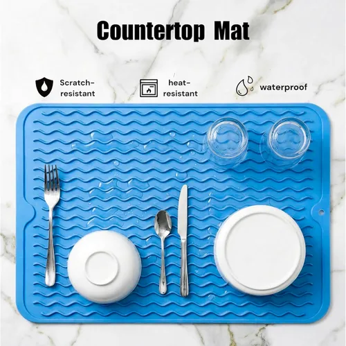 Vista 427 de MicoYang Alfombrilla de Silicona para Secar Platos de Múltiples Usos, Fácil de Limpiar, Ecológica, Alfombrilla de Silicona Resistente al Calor