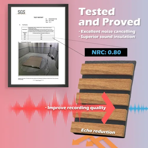 Vista 4 de Art3d - 2 piezas de panel acústico de listones, de 104 x 15.75 pulgadas para pared y techo, panel 3D acanalado absorbente de sonido con acabado