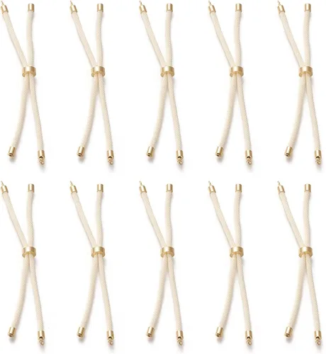 Vista 27 de 10 piezas de pulseras de cordón trenzado de nylon para hacer pulseras deslizantes ajustables con accesorios de latón dorado para accesorios