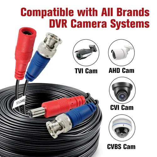 Vista 2 de SHD Paquete de 4 cables de alimentación de video de 33 pies - Cámara BNC a RCA y conectores hembra BNC para sistema de seguridad CCTV