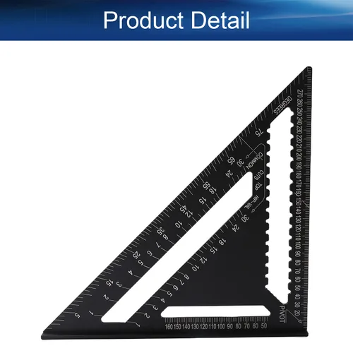 Vista 4 de Bettomshin 1 pieza de aleación de aluminio cuadrado de 12 pulgadas, cuadrado de carpintero triángulo negro, herramienta de medición de carpintero