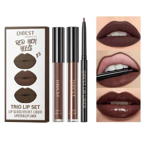MAEPEOR Kit de labios todo en uno – 3 en 1 delineador de labios suave, brillo de labios y terciopelo mate líquido con brillo hidratante hidratante y