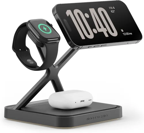 NOCO XGrid XDS3: soporte de carga inalámbrico 3 en 1 - Estación de carga para iPhone, Apple Watch y AirPods - Compatible con MagSafe, certificado