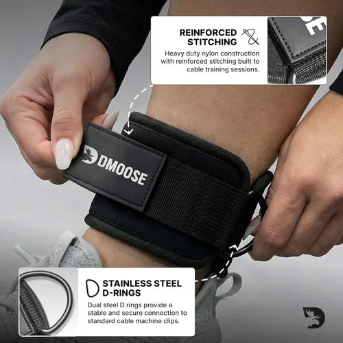 Vista 5 de DMoose Fitness Ankle Strap for Cable Machine - One Size Fit with Premium Padding Cuffs, Ankle Bands for Working Out, Booty Workouts, Leg Extension