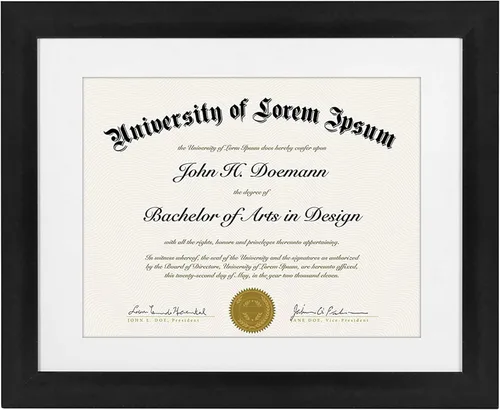 Marco para documentos, de 11 x 14 pulgadas, hecho para documentos de 8.5 x 11 pulgadas con paspartú y 11 x 14 pulgadas sin paspartú, color negro