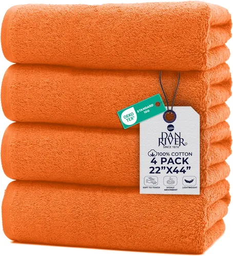 Vista 27 de DAN RIVER Juego de 2 tapetes de baño de algodón gris de 21 x 34 pulgadas, no es una alfombra de baño, toalla de baño 100% algodón hilado en anillo