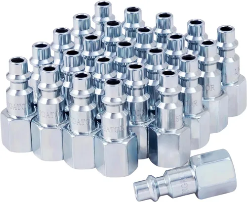 Vista 7 de SUNGATOR Enchufes de aire hembra de 1/4 de pulgada, paquete de 10 accesorios de manguera de aire de hierro industrial NPT con orificio de flujo