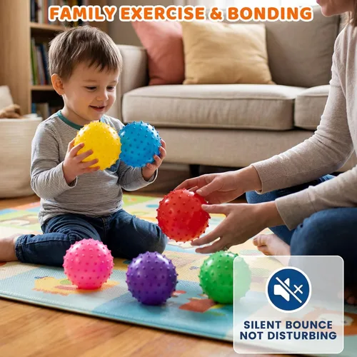 Vista 6 de LOVEINUSA 6 bolas de rebote, bolas sensoriales de 6 pulgadas con bomba para bebés y niños pequeños