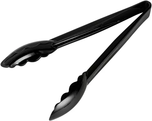 Vista 2 de Restaurantware Pinzas de cocina de 9 x 3 pulgadas, 1 pinza para servir con bordes festoneados, pinzas de plástico negro reutilizables aptas