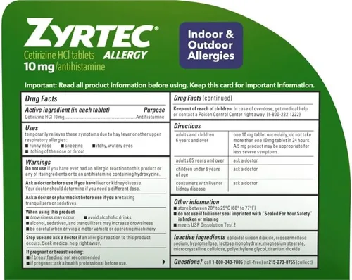 Vista 3 de Zyrtec Tabletas para aliviar la alergia, 70 unidades por Zyrtec