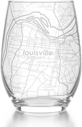 Vista 30 de Well Told Copa de vino sin tallo grabada con mapa de Houston, Texas, vidrio grabado (4 dl, transparente) Regalos personalizados de la ciudad