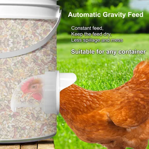 Vista 2 de Chicken Feeder No Waste Automatic Poultry Feeder Ports Chicken Feeders and Waterer Set DIY Chicken Feeders Kit