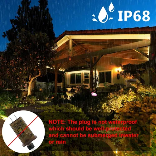 Vista 8 de OMIKA Luces de cuerda conectables de 66 pies con 800 LED para exteriores, luz de cuerda blanca cálida, luz de cuerda para exteriores impermeable