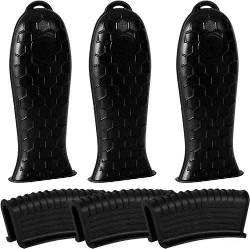 Vista 18 de Joyhalo Cubierta de mango de sartén de hierro fundido, paquete de 6 fundas resistentes al calor, funda de silicona para sartén de hierro fundido