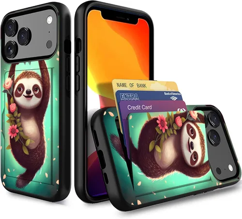 Vista 56 de Funda para iPhone Air, funda tipo cartera con ranura para tarjeta oculta, a prueba de golpes, TPU y PC, funda protectora de doble capa para iPhone