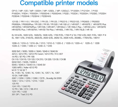 Vista 4 de Paquete de tres rodillos de tinta para calculadora Sharp EL-1750V y EL-1801V, negro y rojo, compatible