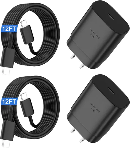 Vista 9 de Cargador súper rápido tipo C, bloque de cargador de pared rápido USB C de 25 W y cable de carga rápida súper largo de 8 pies para Samsung Galaxy