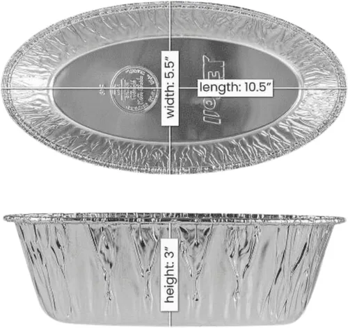 Vista 2 de JetFoil Moldes desechables de aluminio de 3 libras, ovalados medianos para Acción de Gracias, moldes de papel de aluminio 100% reciclables e ideales
