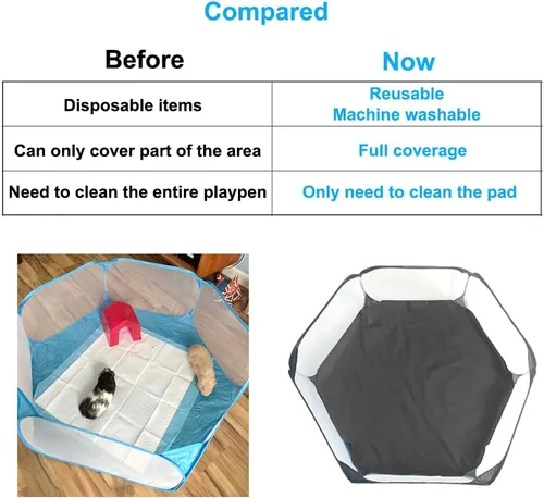 Vista 5 de Amakunft Tapete hexagonal impermeable para corralito de juegos, lavable, apto para corralito de animales pequeños (42.5 x 41 pulgadas), forro