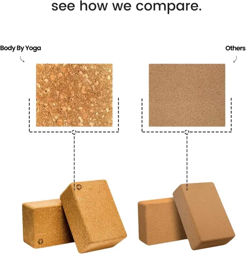 Vista 4 de Cork Yoga Blocks 2 Pack – High Density Non Slip with Select Cork Grain for Chip-Resistant Durability Extra Thick 4” for Support & Stability