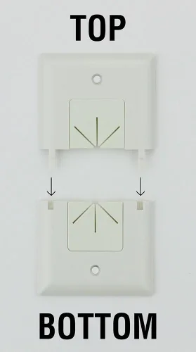 Vista 3 de DataComm Electronics 45-0017-LA-2PK - Placa de TV de estilo dividido con cable flexible AV/HDMI, paso a través - Lite Almond