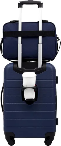 Wrangler - Juego de piezas de equipaje inteligente con portavasos y puerto USB, Azul marino