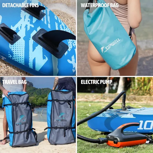 Vista 3 de UPWELL Tabla de Paddle Inflable de 10'6"/11'/11'6", Stand Up Paddleboard para Jóvenes y Adultos, Diseño Estable, Accesorios Premium de SUP, Mochila