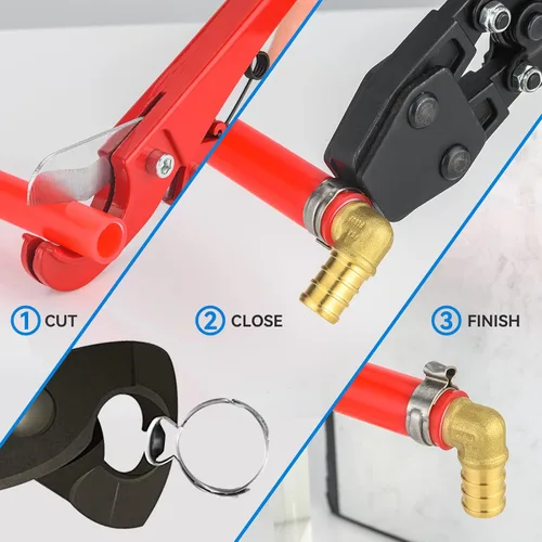 Vista 5 de Paquete de 100 anillos de abrazadera Pex de 1/2 pulgada, anillo de crimpado PEX de acero inoxidable 304 premium, abrazaderas de ajuste Pex