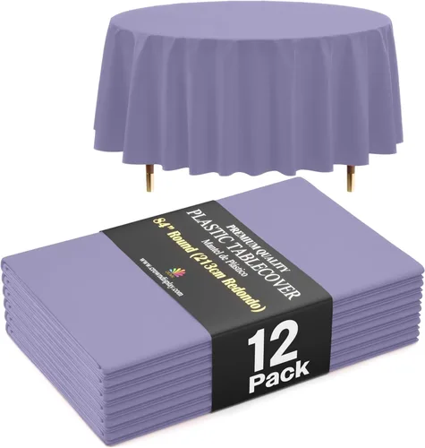 Vista 66 de Exquisite 66% Thicker Premium Aqua Round Tablecloth 0.5 Mil 6 Pack Plastic Table Cloth Disposable 84 Inch Round Plastic Tablecloth Won't Tear Easily