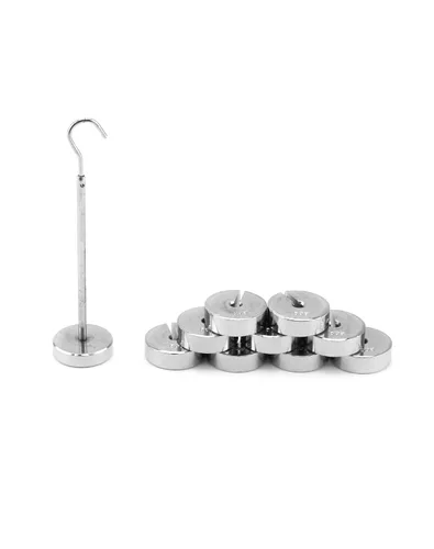 Vista 3 de QWORK 2 juegos de pesas ranuradas, juego de 9 piezas de masa ranurada con perchas - 9 pesos (1.76 oz) - 17.64 oz